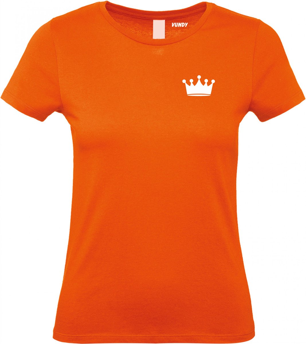Dames T-shirt Kroontje klein wit | Koningsdag kleding | oranje t-shirt | Oranje dames | maat XS